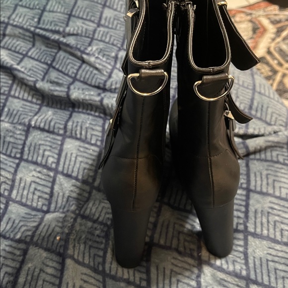 Demonia Black Buckle Platform Boots - Picture 13 of 16